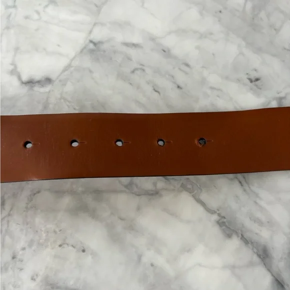 Valentino Tan/white Leather Belt with Gold hammered Logo Buckle - Picture 7 of 11